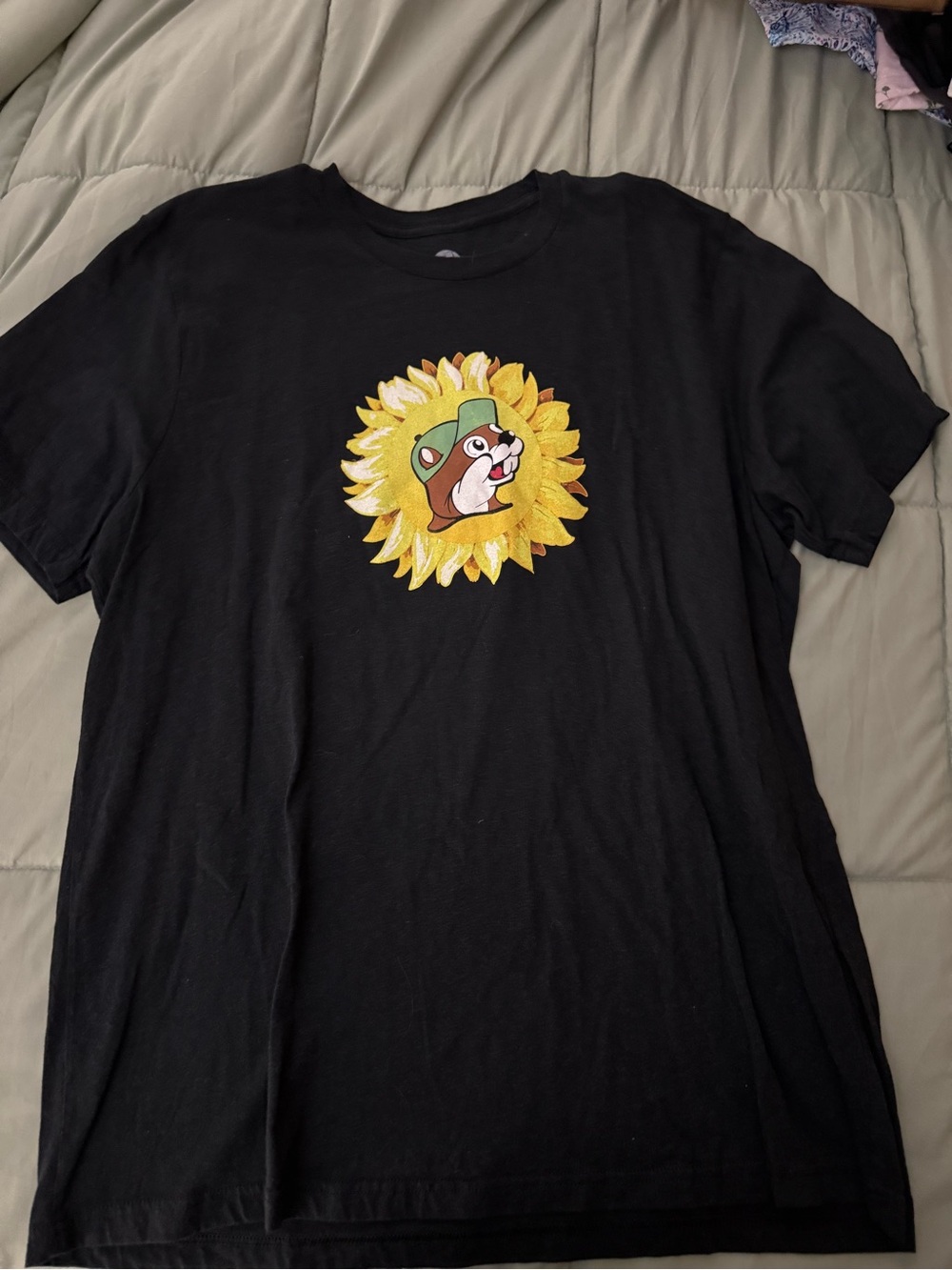 Black Short Sleeve Tee with Sunflower Dog Graphic